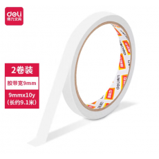 得力（deli） 高粘性棉纸双面胶带 强力双面胶高粘度薄款手工胶带两面强力胶透明胶 得力30404棉纸双面胶带9mm*10y*80um
